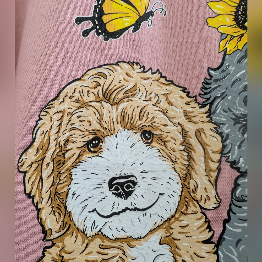 SIMPLY SOUTHERN Dog Kisses Heal Everything T Shirt Women's L Cockapoo Dusty Rose - Picture 10 of 12